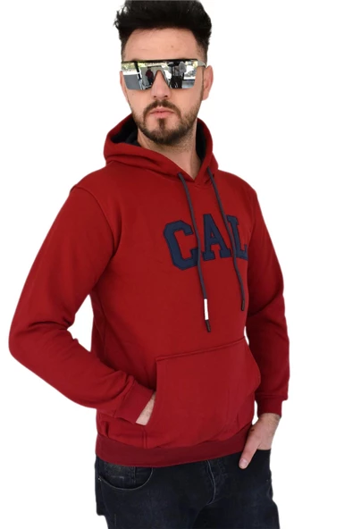 Erkek Bordo Kapüşonlu Sweatshirt Cal BGL-ST02361 - Resim 3