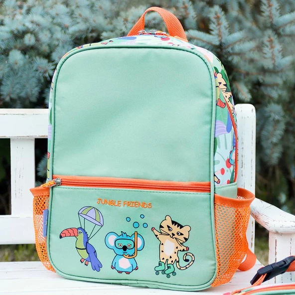 Milk&Moo Çocuk Sırt Çantası ve Isı Yalıtımlı Beslenme Çantası Seti Jungle Friends - 5
