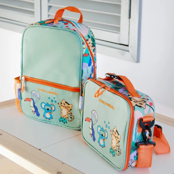 Milk&Moo Çocuk Sırt Çantası ve Isı Yalıtımlı Beslenme Çantası Seti Jungle Friends - 7