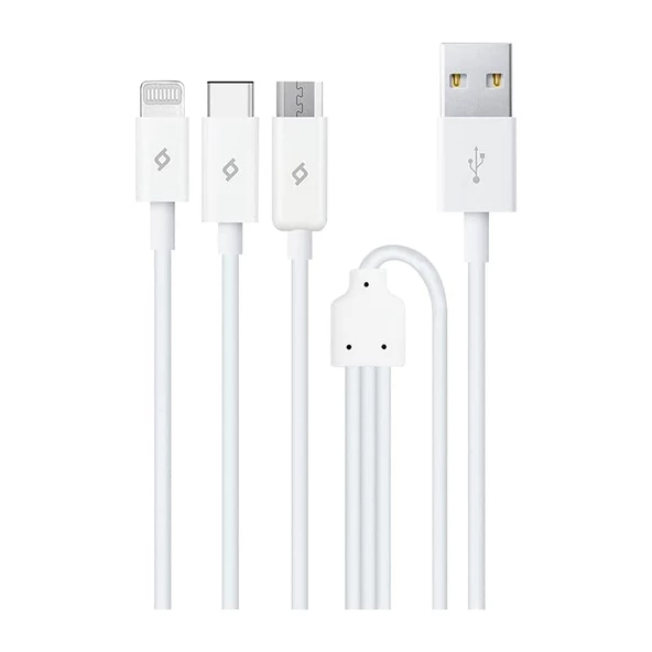 Ttec 2Dk7521 Trio Şarj Kablosu Typec,Lightning,Micro Usb Beyaz