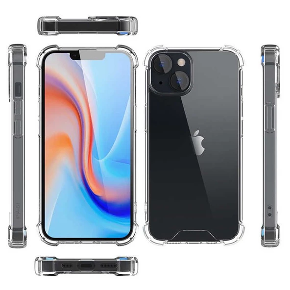 Gpack Apple iPhone 14 Kılıf AntiShock Köşeli Şeffaf Sert KapakNano Glass - 2
