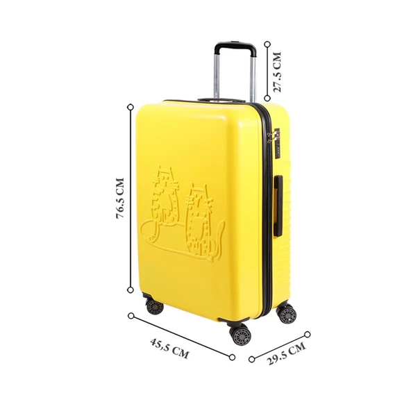 Biggdesign Cats Sarı Büyük Boy 28" Valiz - 12