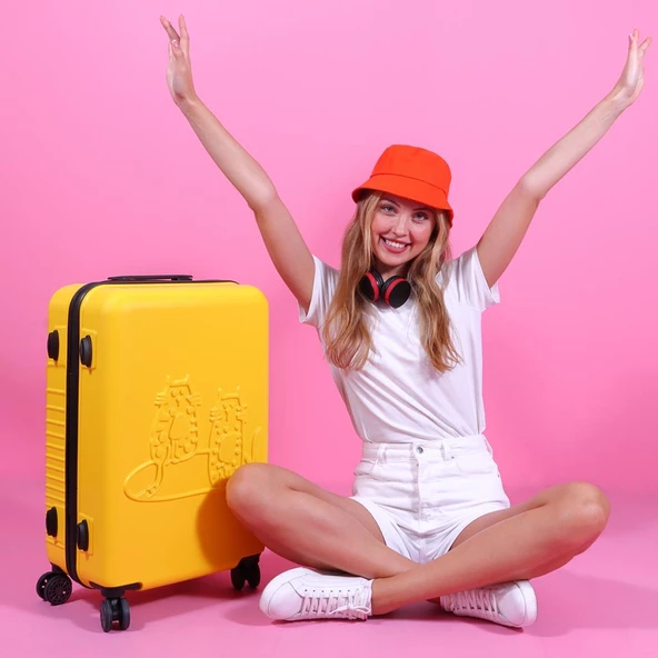 Biggdesign Cats Sarı Orta Boy 24" Valiz - 10