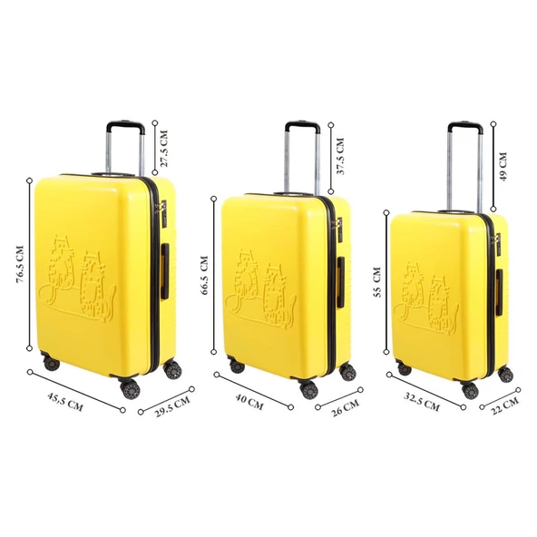 Biggdesign Cats Sarı Büyük Boy 28" Valiz - 5