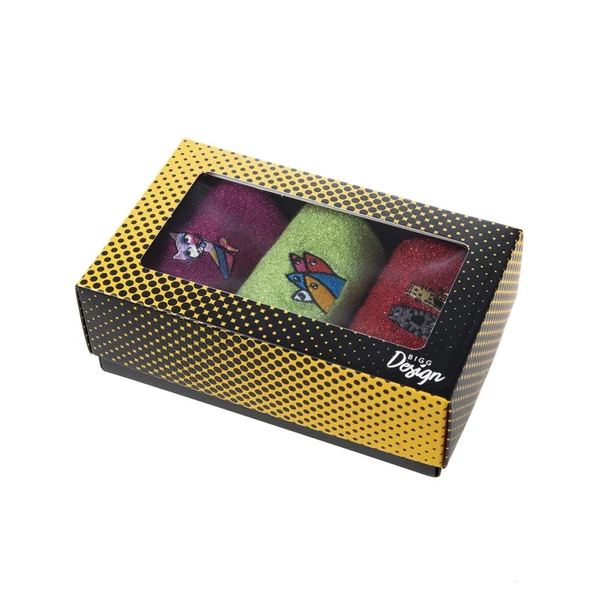 Biggdesign Simli Kadın 3'lü Kısa Soket Çorap Seti - 4