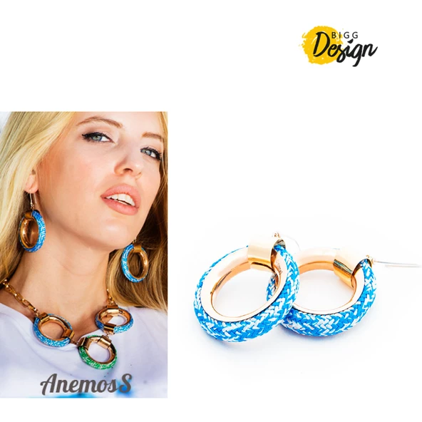 Anemoss Mavi Bronz Küpe - 7