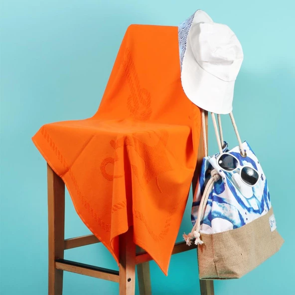Anemoss Yelken Plaj Havlusu Turuncu 140x70 cm - 5
