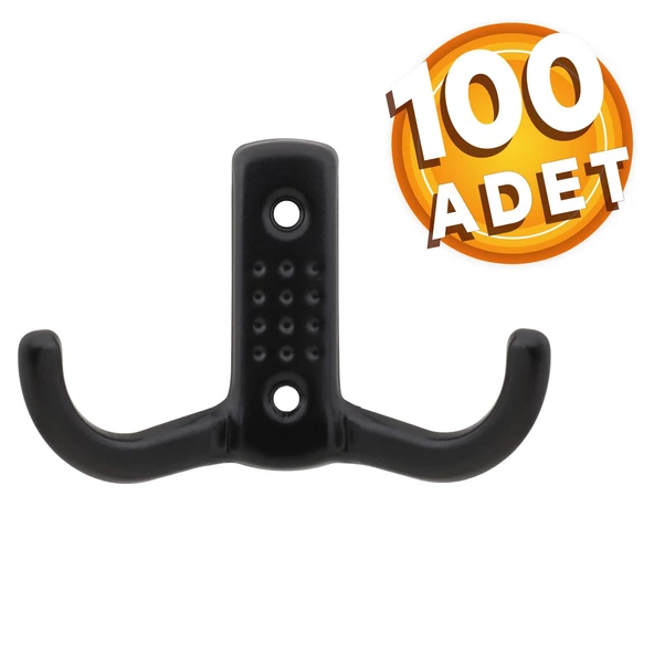 Askı Noktalı Elbise Vestiyer Duvar Askısı Dolap Elbise Askılığı Mat Siyah Metal Askı (100 ADET)