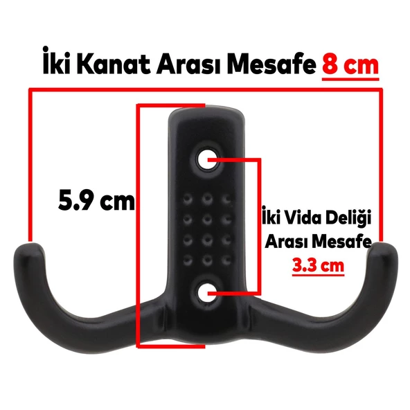 Askı Noktalı Elbise Vestiyer Duvar Askısı Dolap Elbise Askılığı Mat Siyah Metal Askı (100 ADET) - 3
