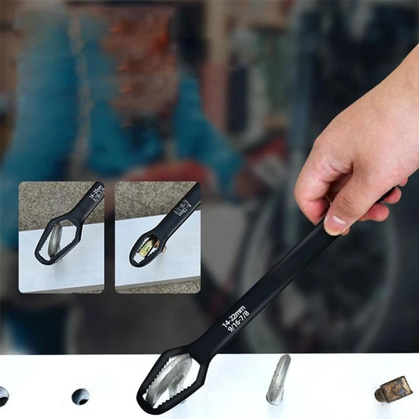 Victor Çift Ağızlı Evrensel Kendinden Sıkma Çok Amaçlı Anahtar Çelik İngiliz Torx Cırcır Anahtarı Mat Siyah 8-13 / 14-22 mm - 7