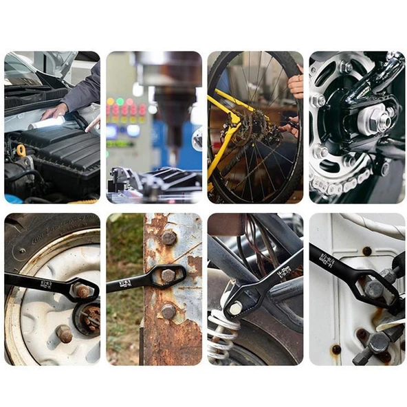 Victor Çift Ağızlı Evrensel Kendinden Sıkma Çok Amaçlı Anahtar Çelik İngiliz Torx Cırcır Anahtarı Mat Siyah 8-13 / 14-22 mm - 3