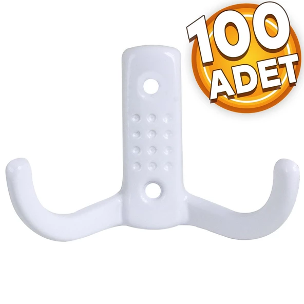 Noktalı Vestiyer Duvar Askısı Dolap Elbise Askılığı Beyaz Metal Askı (100 ADET)