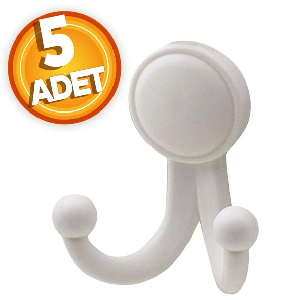 Karataş Askılık Vestiyer Duvar Askısı Dolap Elbise Askılığı Sert Plastik Beyaz (5 ADET)