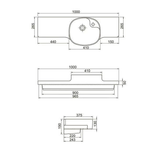 Turkuaz Cerastyle Harmony Etajerli Lavabo 100x37,5 cm (Sağdan Hazneli) - 4