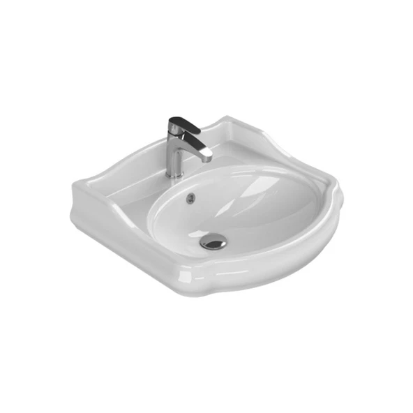 Turkuaz Cerastyle 1837 Etajerli Banyo Lavabo ve Ayak 60x54 cm - 2