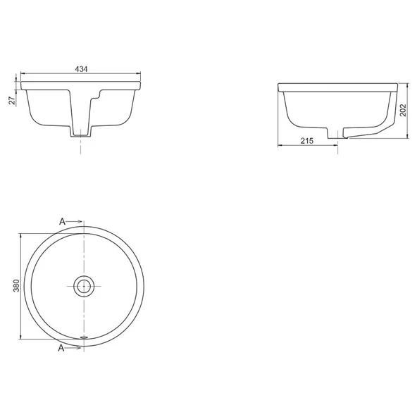 Turkuaz Cerastyle Suit Tezgah Altı Lavabo 38 - Resim 3