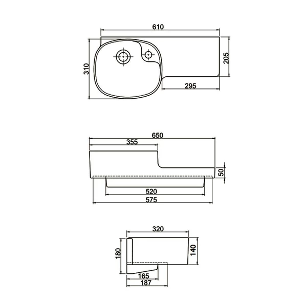 Turkuaz Cerastyle Harmony Etajerli Lavabo 65x32 cm - 2