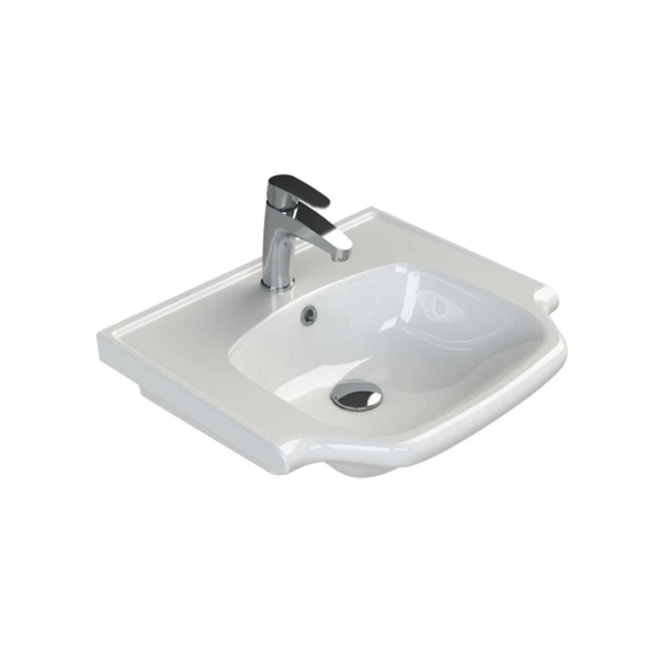 Turkuaz Cerastyle Yeni Klasik Etajer Uyumlu Lavabo 55x48 cm ürün görseli 1
