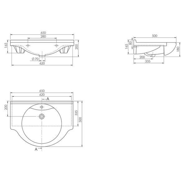 Turkuaz Cerastyle Nil Etajerli Banyo Lavabo 65 50 cm - 4