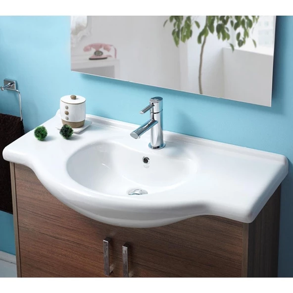 Turkuaz Cerastyle Nil Etajerli Banyo Lavabo 95*50 cm - 3