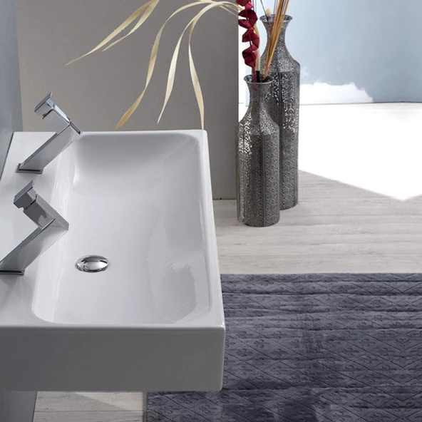 Turkuaz Cerastyle Pinto Etajer Uyumlu Banyo Lavabo 100*47 cm - 3