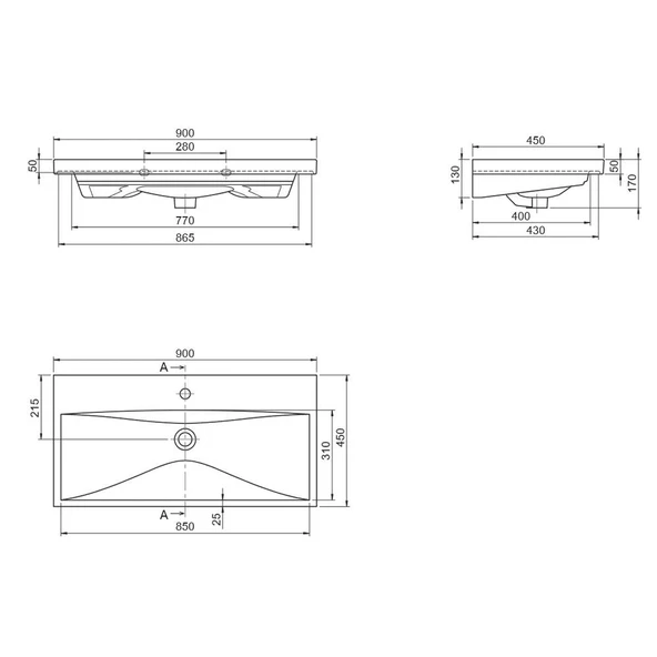Turkuaz Cerastyle Elite Etajer Uyumlu Damlalıklı Lavabo 90*45 cm - 4