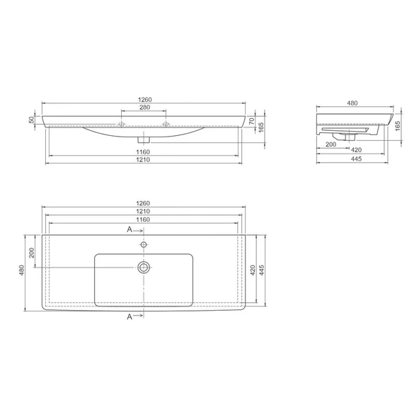 Turkuaz Cerastyle Porto D Etajer Uyumlu Lavabo 125*48 cm - 4
