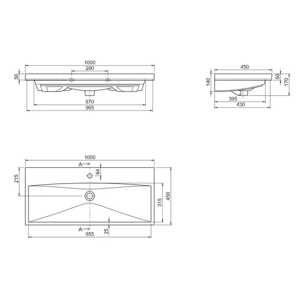 Turkuaz Cerastyle Elite Etajer Uyumlu Damlalıklı Lavabo 100*45 cm - 4