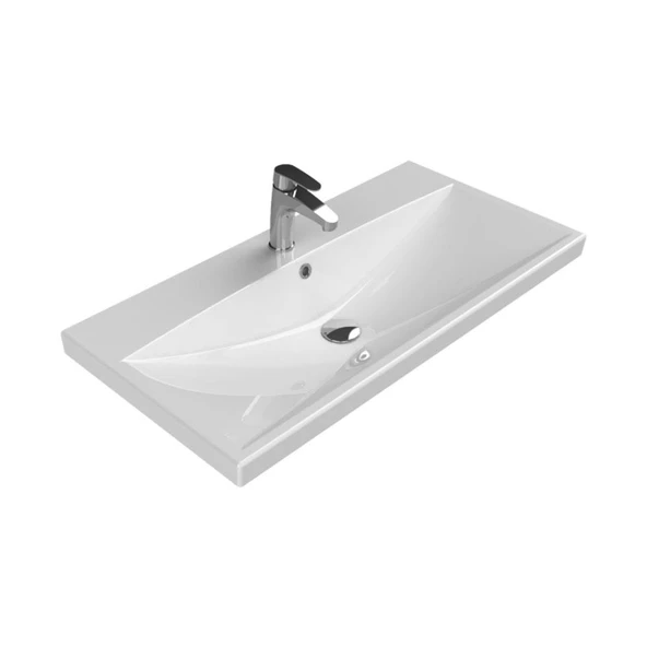 Turkuaz Cerastyle Elite Etajer Uyumlu Damlalıklı Lavabo 90*45 cm