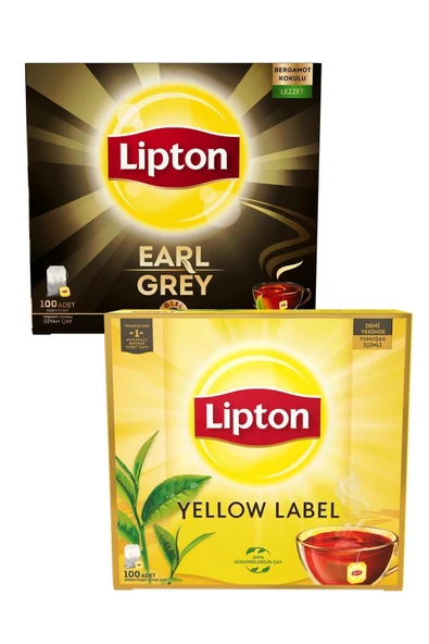 Bardak Poşet Çay Yellow Label Bardak Poşet Çay 100lü & Lipton Earl Grey 100lü