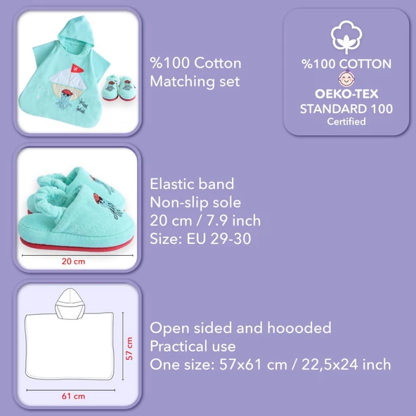 Milk&Moo Çocuk Panço ve Ev Terliği Denizci Ahtapot - 8