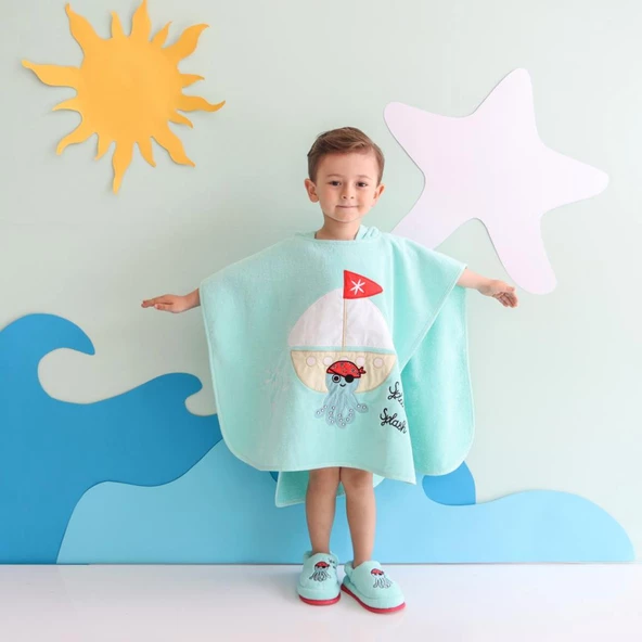 Milk&Moo Çocuk Panço ve Ev Terliği Denizci Ahtapot - 6