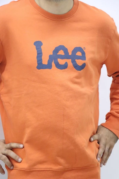 Lee L80XTJBH  Önü Baskılı Erkek Turuncu  Sweatshırt