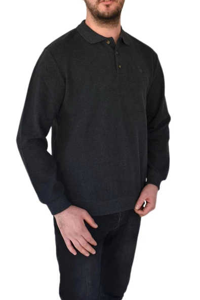 Erkek Büyük Beden Polo Yaka Sweatshirt 2260-BTL BGL-ST02353 - Resim 4