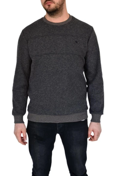 Erkek Büyük Beden Sıfır Yaka Sweatshirt 2245-BTL BGL-ST02357 - Resim 11
