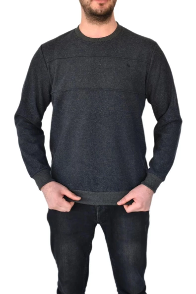 Erkek Büyük Beden Sıfır Yaka Sweatshirt 2245-BTL BGL-ST02357 - Resim 8