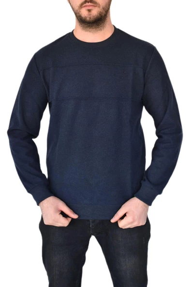 Erkek Büyük Beden Sıfır Yaka Sweatshirt 2245-BTL BGL-ST02357 - Resim 9