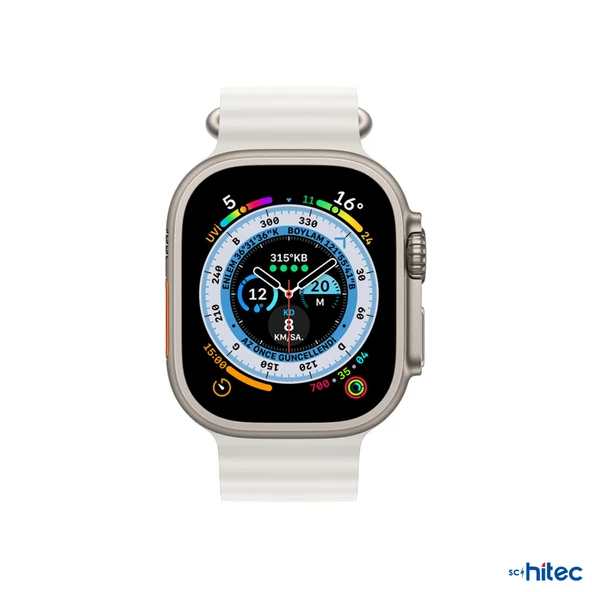 ScHitec GS8 Ultra Android İos HarmonyOs Uyumlu 3 Kordonlu Akıllı Saat Gümüş - 2