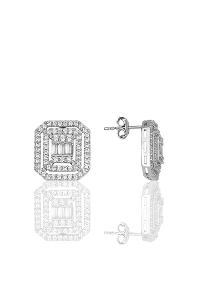 Gümüş Rodyumlu Pırlanta Montürlü Taşlı Baget  Dörtlü set SGTL11924RODAJ - Resim 5