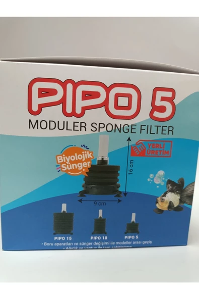 Pipo 5 Biyolojik Süngerli Akvaryum Pıpo Filtre 9x16cm - 4