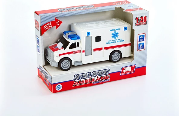 Adel Nitro Speed Polis Ambulans 1:20 Sesli Işıklı Beyaz - 3