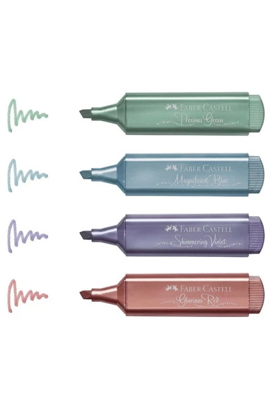 Faber-Castell Fosforlu Kalem 46 Metalik Renkler 4lü