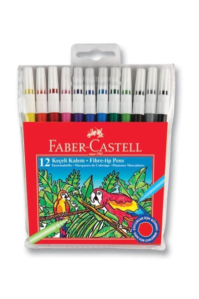 FABER CASTELL 12 Lİ POŞETLİ KEÇELİ KALEM ürün görseli 1