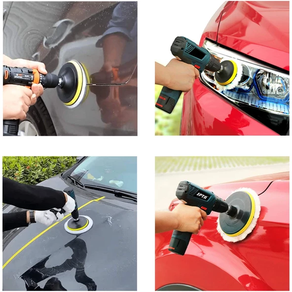 Pasta Cila Polisaj Süngeri 115 mm Cırt Tabanlı Kuzu Postu Yünü Pedi Keçesi Parlatma - 8