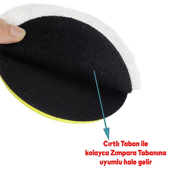 Pasta Cila Polisaj Süngeri 115 mm Cırt Tabanlı Kuzu Postu Yünü Pedi Keçesi Parlatma - 2