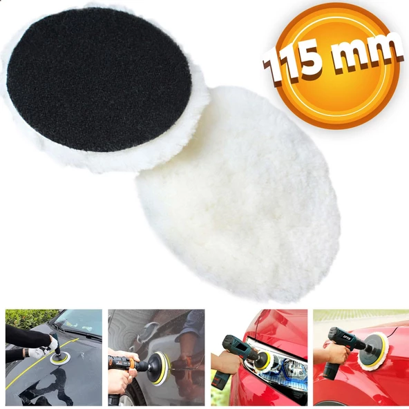 Pasta Cila Polisaj Süngeri 115 mm Cırt Tabanlı Kuzu Postu Yünü Pedi Keçesi Parlatma