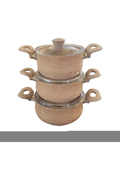 OMS 6 Parça Granit Güveç Set 3027 Kahverengi