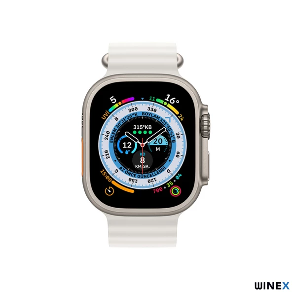 Winex Watch 8 Ultra Max Amoled Ekran Android İos HarmonyOs Uyumlu Üç Kordonlu Akıllı Saat Beyaz - 2