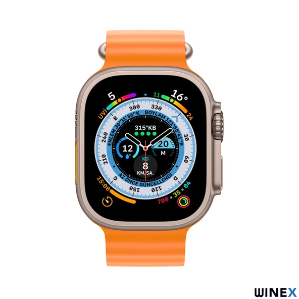 Winex Watch 8 Ultra Max Amoled Ekran Android İos HarmonyOs Uyumlu Üç Kordonlu Akıllı Saat Turuncu - 2