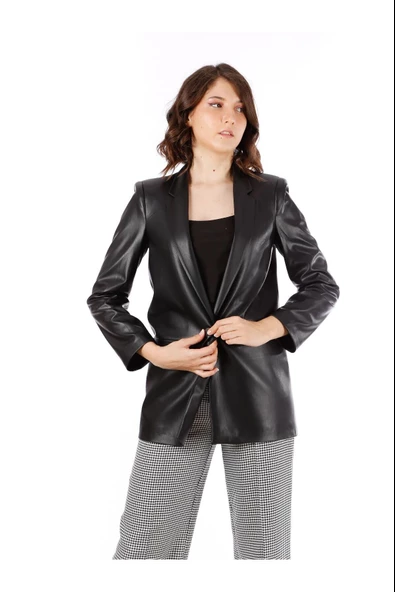 Modatalika Kadın Suni Deri Ceket - 4